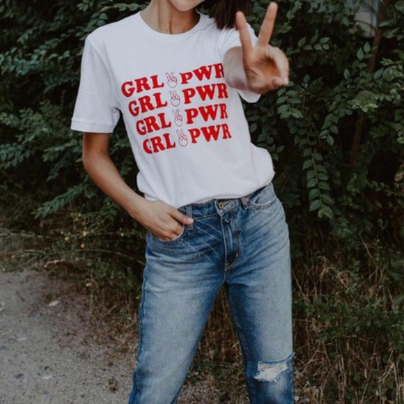 upstyleboutique Tops - Girl Power White Tee